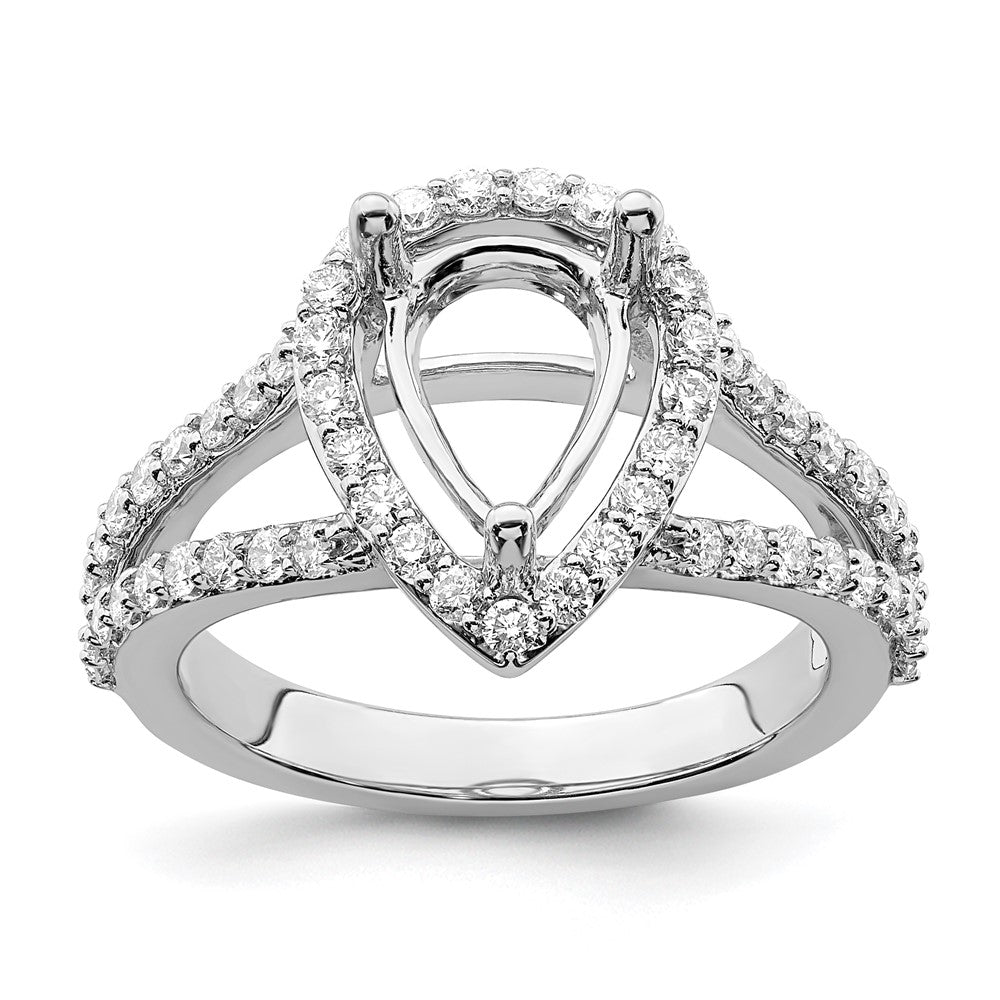 True Origin 14K White Gold 5/8 carat Lab Grown Diamond VS+ F+ Semi-Mount Pear Halo Engagement Ring