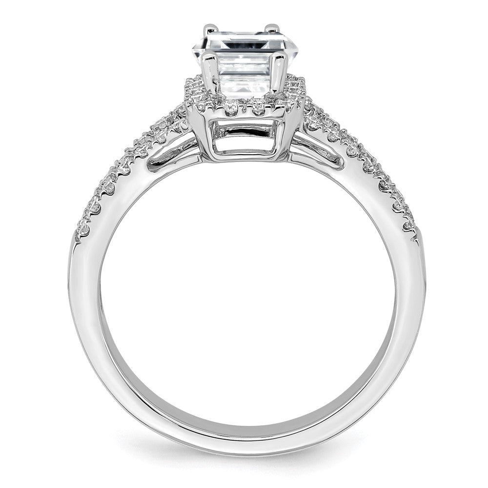 True Origin 14K White Gold 3/8 carat Lab Grown Diamond VS+ F+ Semi-Mount Emerald Halo Engagement Ring