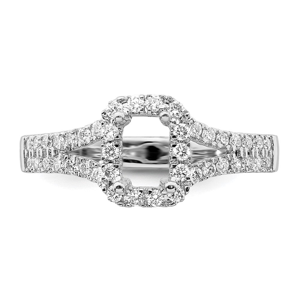 True Origin 14K White Gold 3/8 carat Lab Grown Diamond VS+ F+ Semi-Mount Emerald Halo Engagement Ring