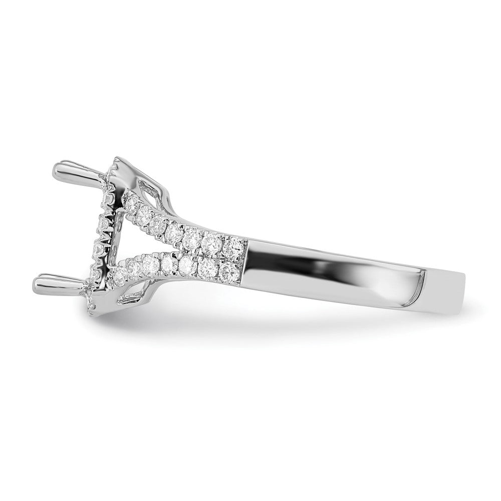 True Origin 14K White Gold 1/2 carat Lab Grown Diamond VS+ F+ Semi-Mount Emerald Halo Engagement Ring