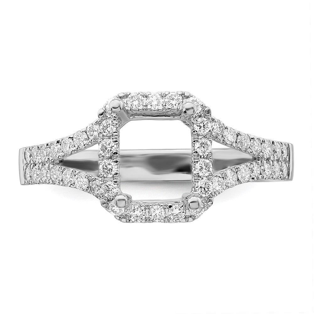 True Origin 14K White Gold 1/2 carat Lab Grown Diamond VS+ F+ Semi-Mount Emerald Halo Engagement Ring