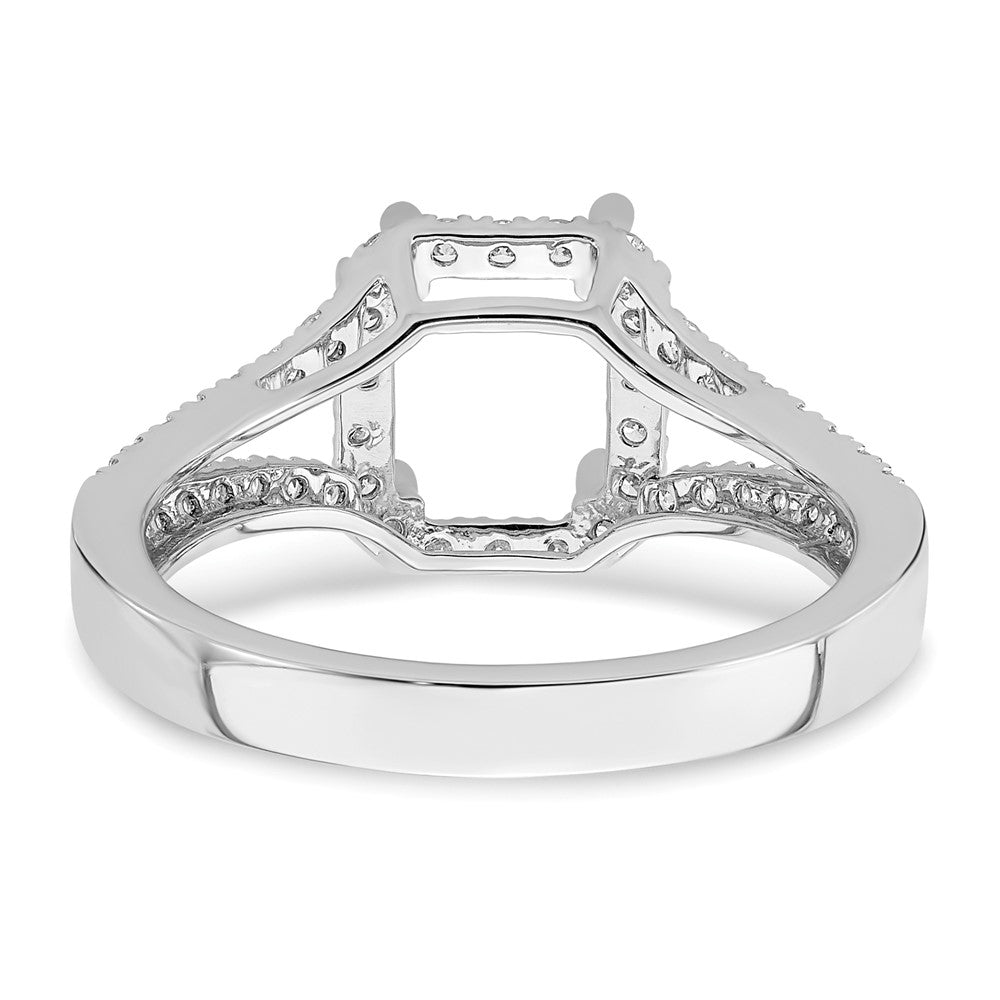 True Origin 14K White Gold 1/2 carat Lab Grown Diamond VS+ F+ Semi-Mount Emerald Halo Engagement Ring