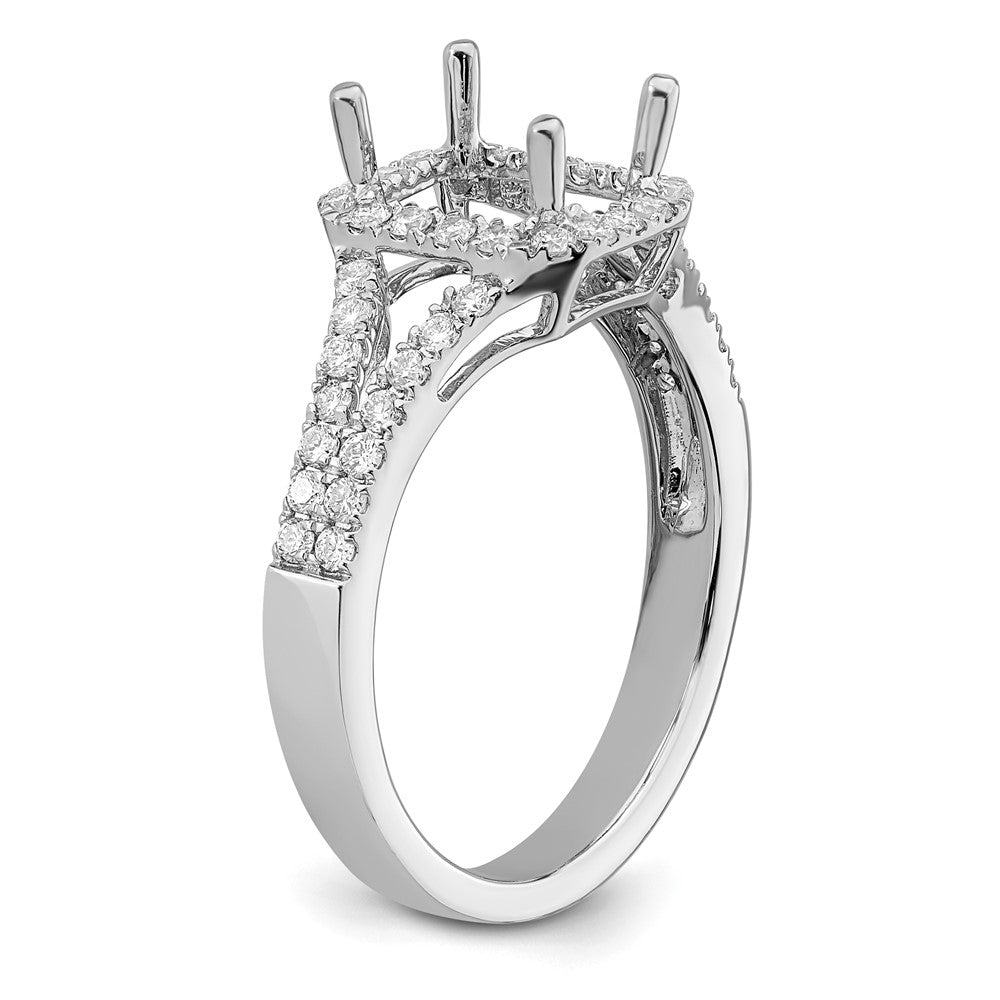 True Origin 14K White Gold 1/2 carat Lab Grown Diamond VS+ F+ Semi-Mount Emerald Halo Engagement Ring
