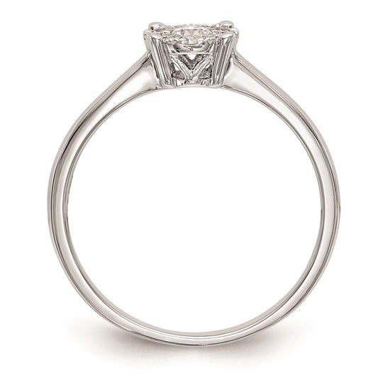 14K White Gold Halo Cluster 1/4 carat Diamond Complete Engagement Ring
