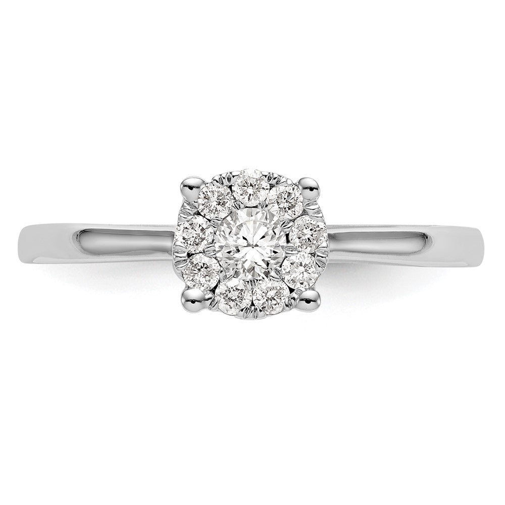 14K White Gold Lab Grown VS/SI+ G+ Dia Cluster Complete Engagement Ring