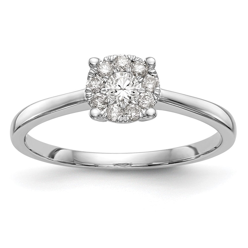14K White Gold Lab Grown VS/SI+ G+ Dia Cluster Complete Engagement Ring