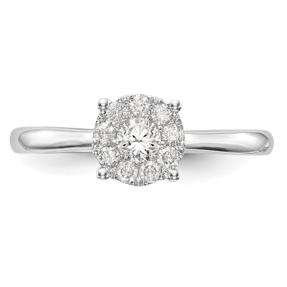 14K White Gold Lab Grown VS/SI+ G+ Dia Cluster Complete Engagement Ring