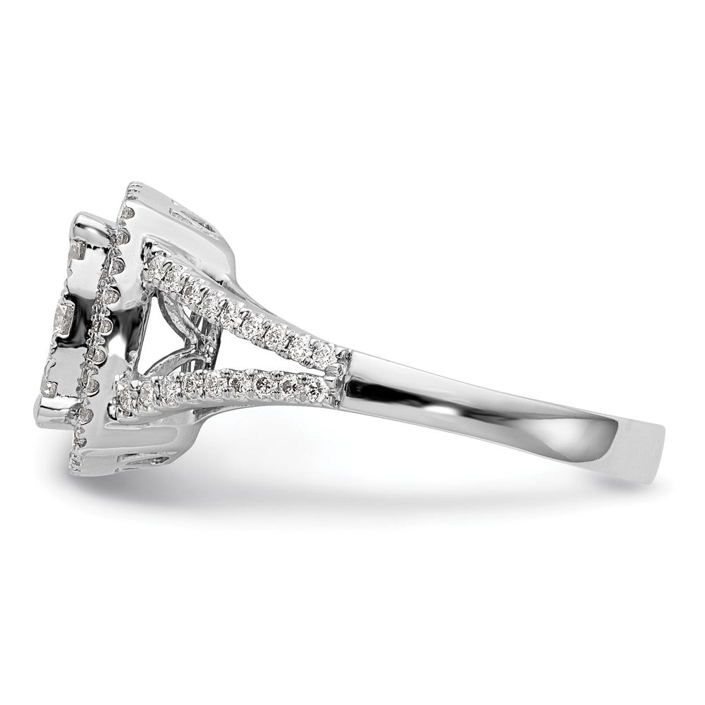 14k White Gold 1 carat Lab Grown Diamond VS/SI+ G+ Complete Cluster Engagement Ring