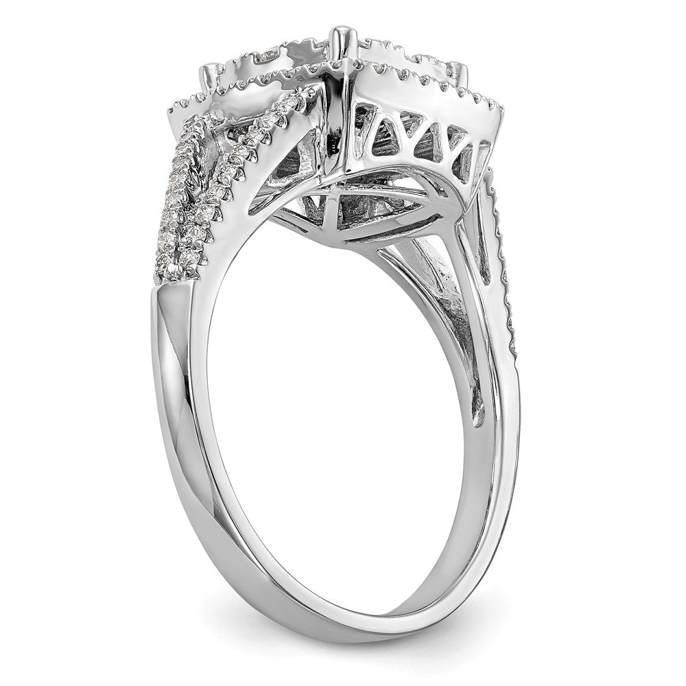 14k White Gold 1 carat Lab Grown Diamond VS/SI+ G+ Complete Cluster Engagement Ring