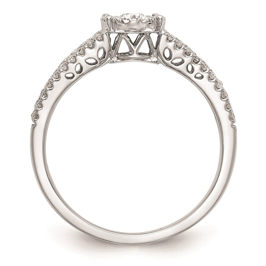 14K White Gold Halo Cluster 1/2 carat Diamond Complete Engagement Ring