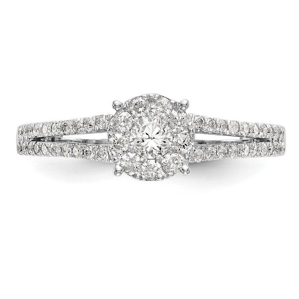 14K White Gold Lab Grown VS/SI+ G+ Dia Complete Cluster Engagement Ring
