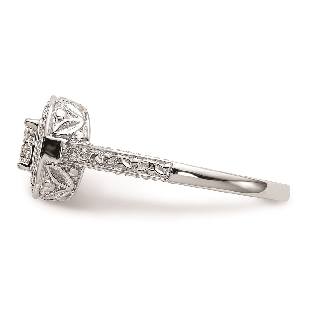 14K White Gold Square Halo Cluster 1/5 carat Princess/Round Diamond Complete Engagement Ring
