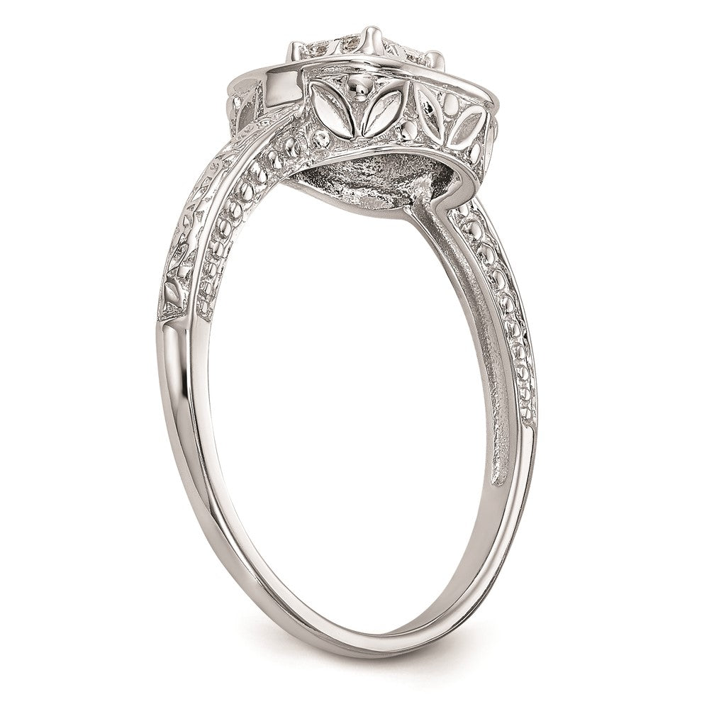 14K White Gold Square Halo Cluster 1/5 carat Princess/Round Diamond Complete Engagement Ring