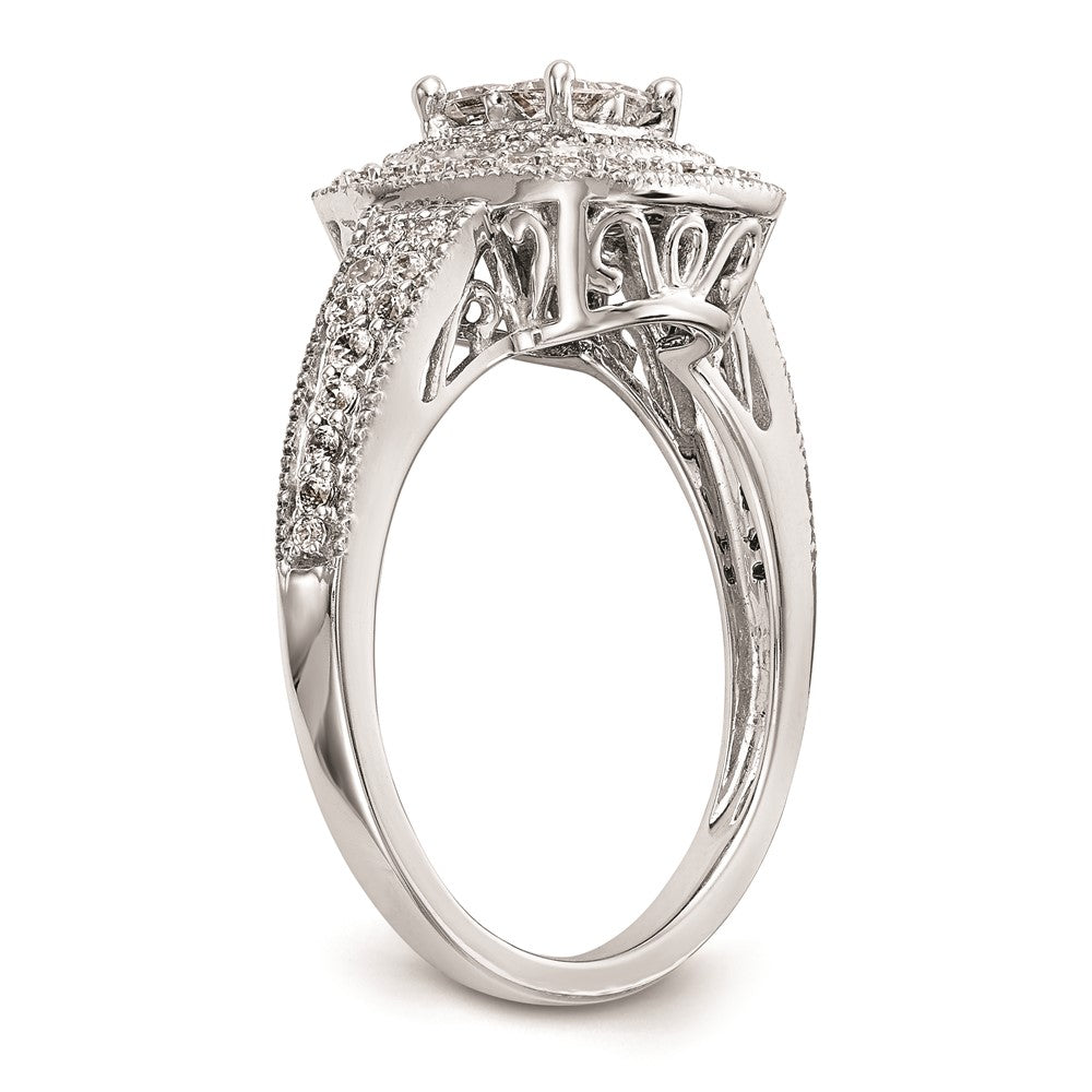 14K White Gold Square Halo Cluster 5/8 carat Princess/Round Diamond Complete Engagement Ring