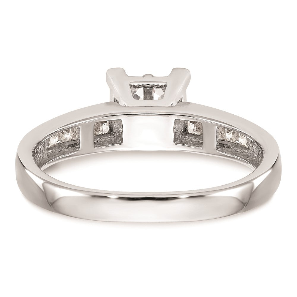 14K White Gold Square Cluster 3/4 carat Princess Diamond Complete Engagement Ring