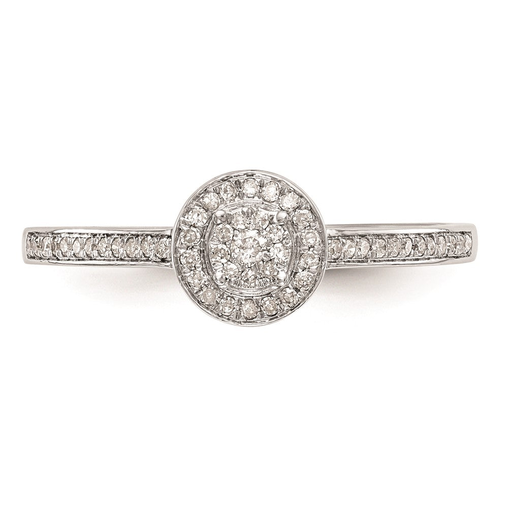 10K White Gold Halo Cluster 1/5 carat Diamond Complete Engagement Ring