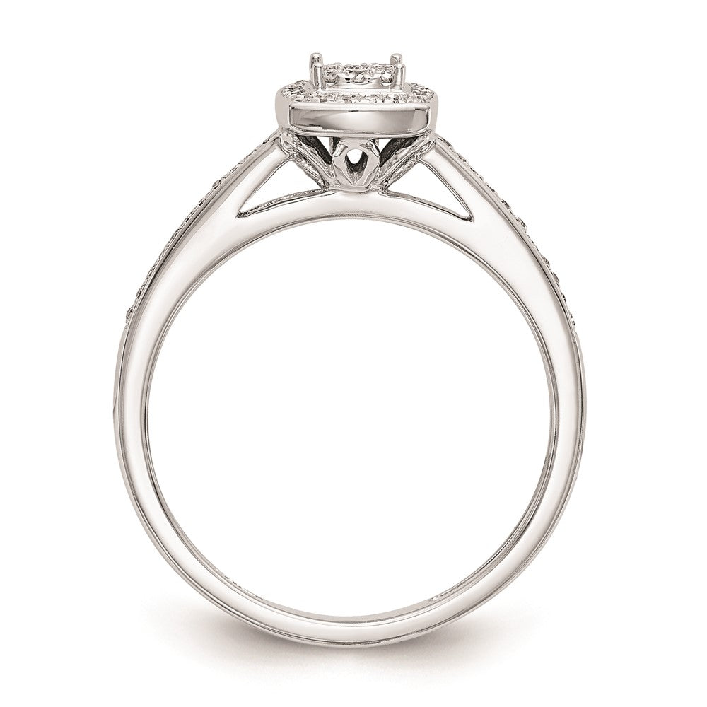 10K White Gold Square Halo Cluster 1/5 carat Diamond Complete Engagement Ring