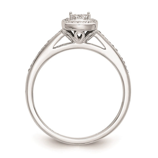 10K White Gold Square Halo Cluster 1/5 carat Diamond Complete Engagement Ring