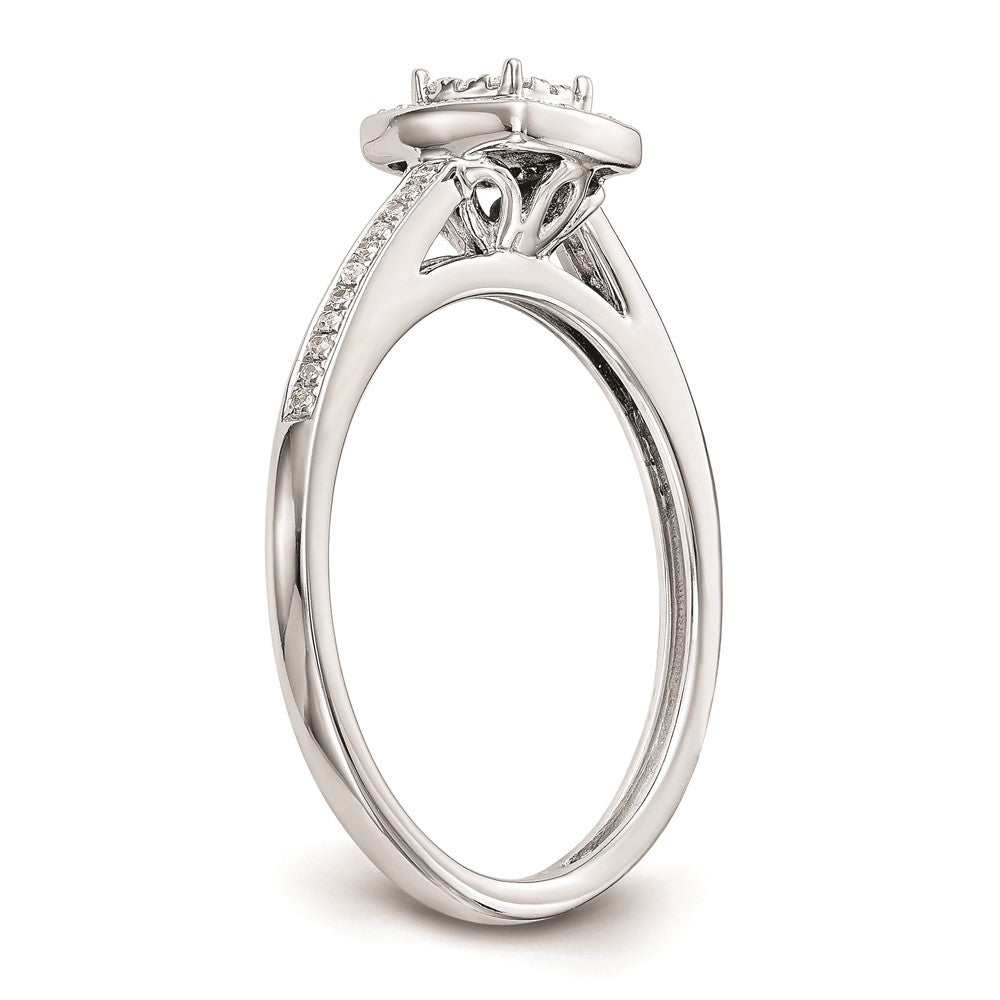 10K White Gold Square Halo Cluster 1/5 carat Diamond Complete Engagement Ring