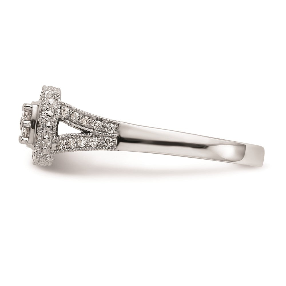 14K White Gold Square Halo Cluster 1/2 carat Diamond Complete Engagement Ring