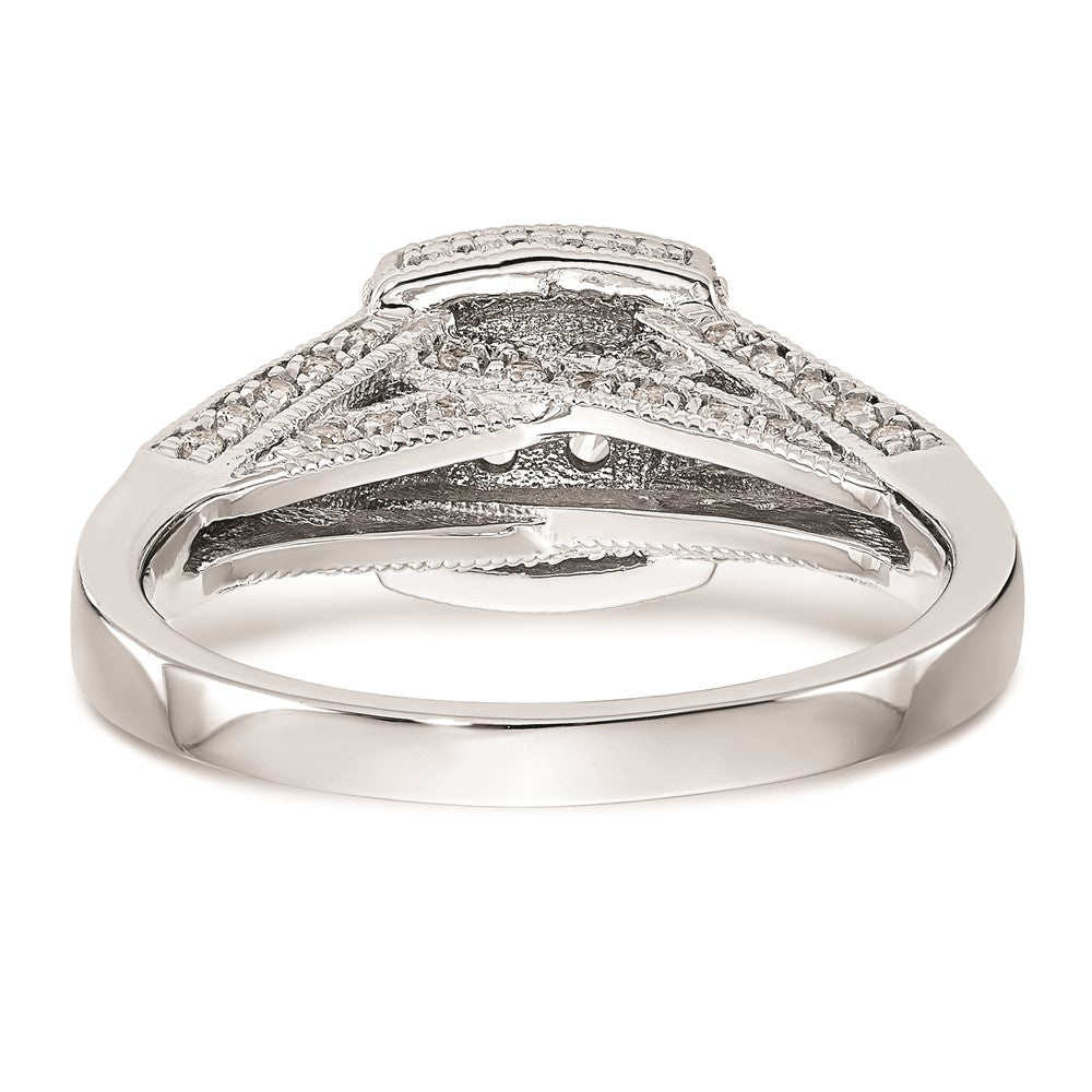 14K White Gold Square Halo Cluster 1/2 carat Diamond Complete Engagement Ring