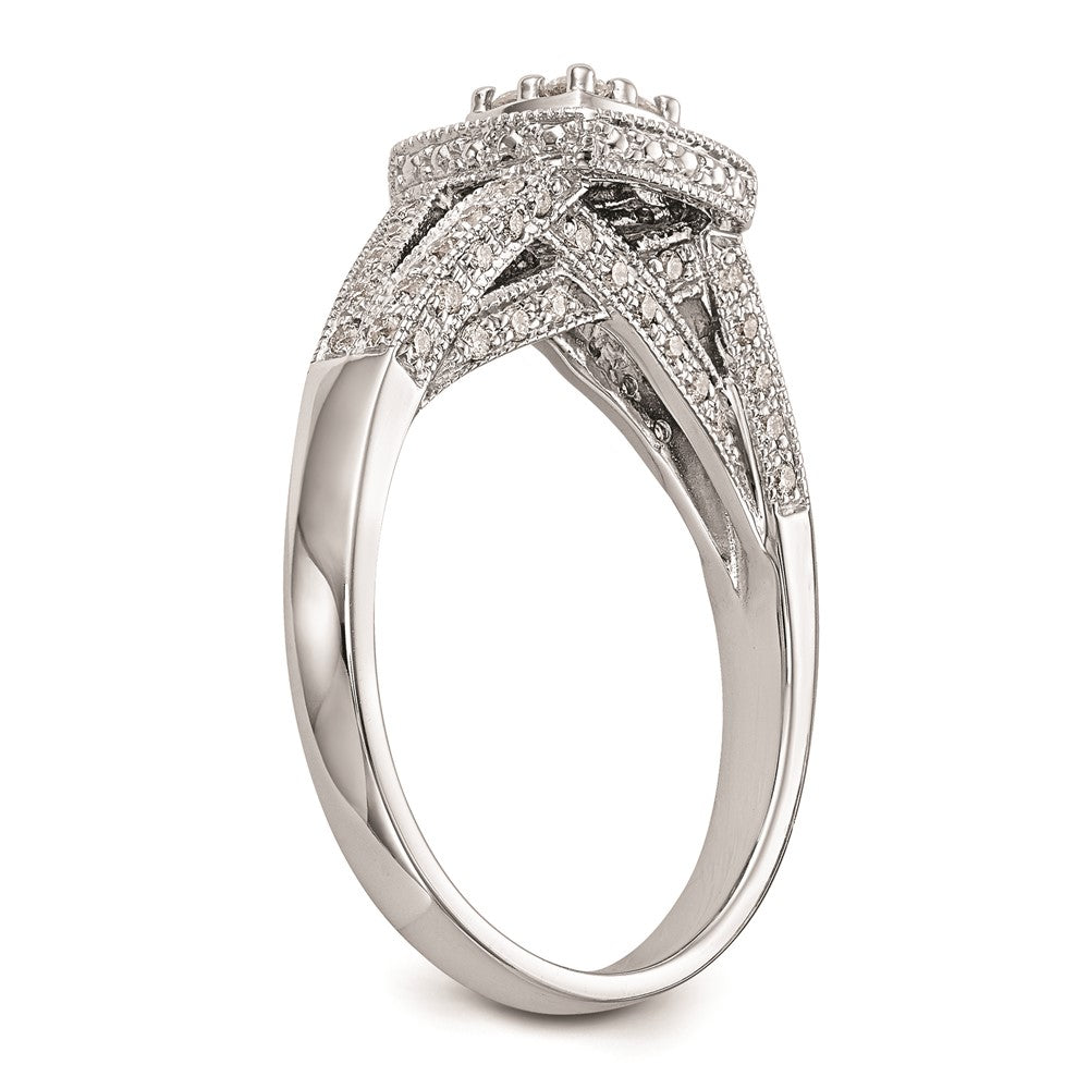 14K White Gold Square Halo Cluster 1/2 carat Diamond Complete Engagement Ring