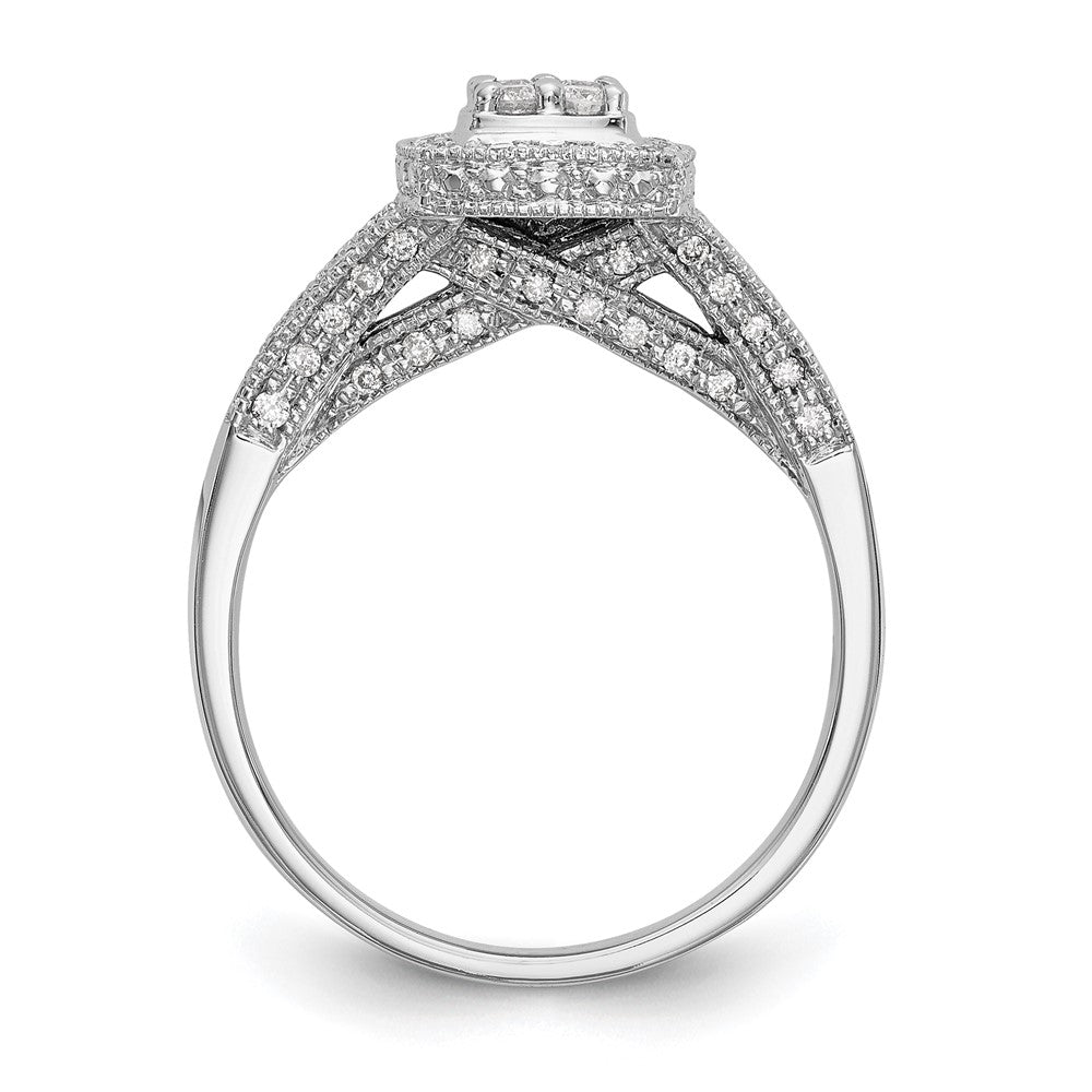 14k White Gold 1/2 carat Lab Grown Diamond VS/SI+ G+ Complete Cluster Engagement Ring
