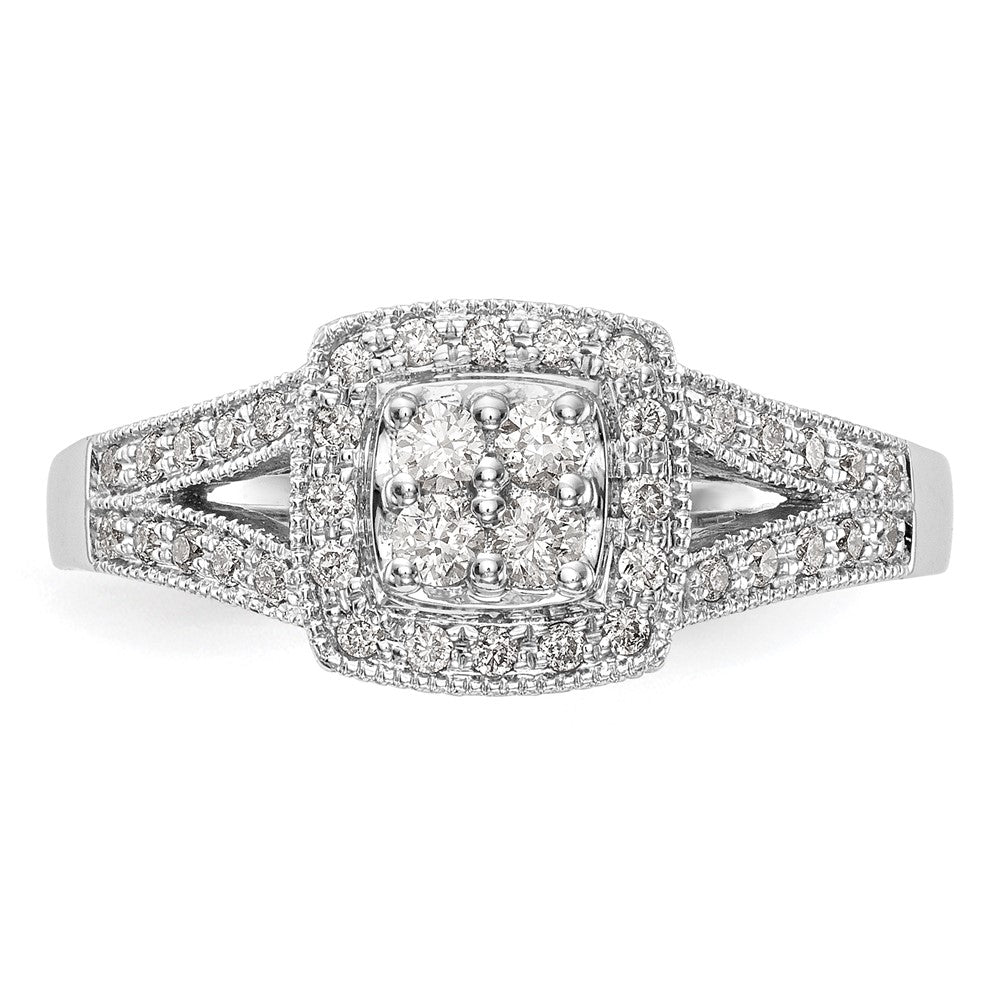14k White Gold 1/2 carat Lab Grown Diamond VS/SI+ G+ Complete Cluster Engagement Ring