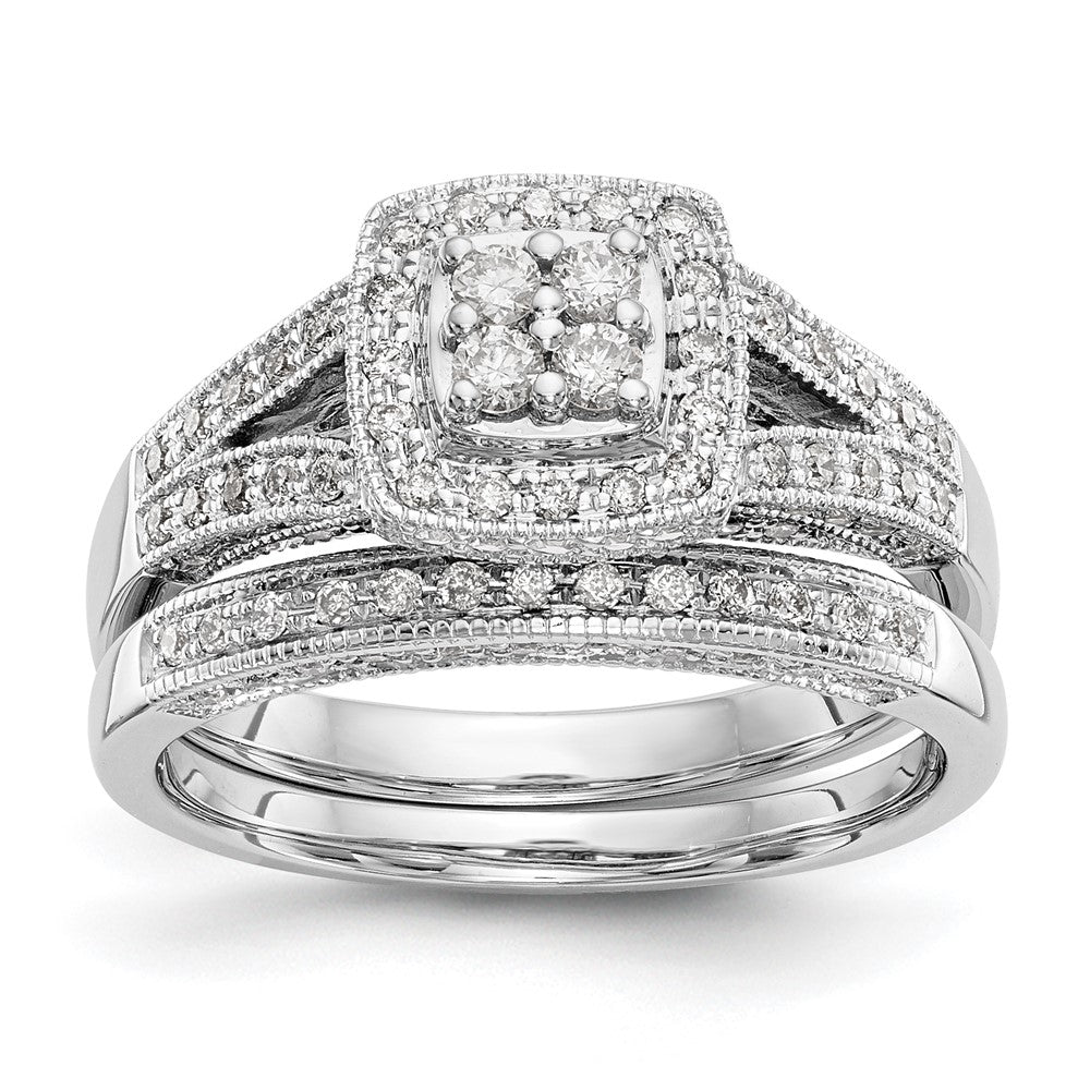 14k White Gold 1/2 carat Lab Grown Diamond VS/SI+ G+ Complete Cluster Engagement Ring