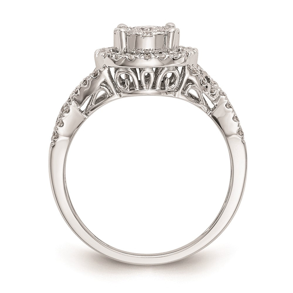 14k White Gold 3/4 carat Lab Grown Diamond VS/SI+ G+ Complete Cluster Engagement Ring