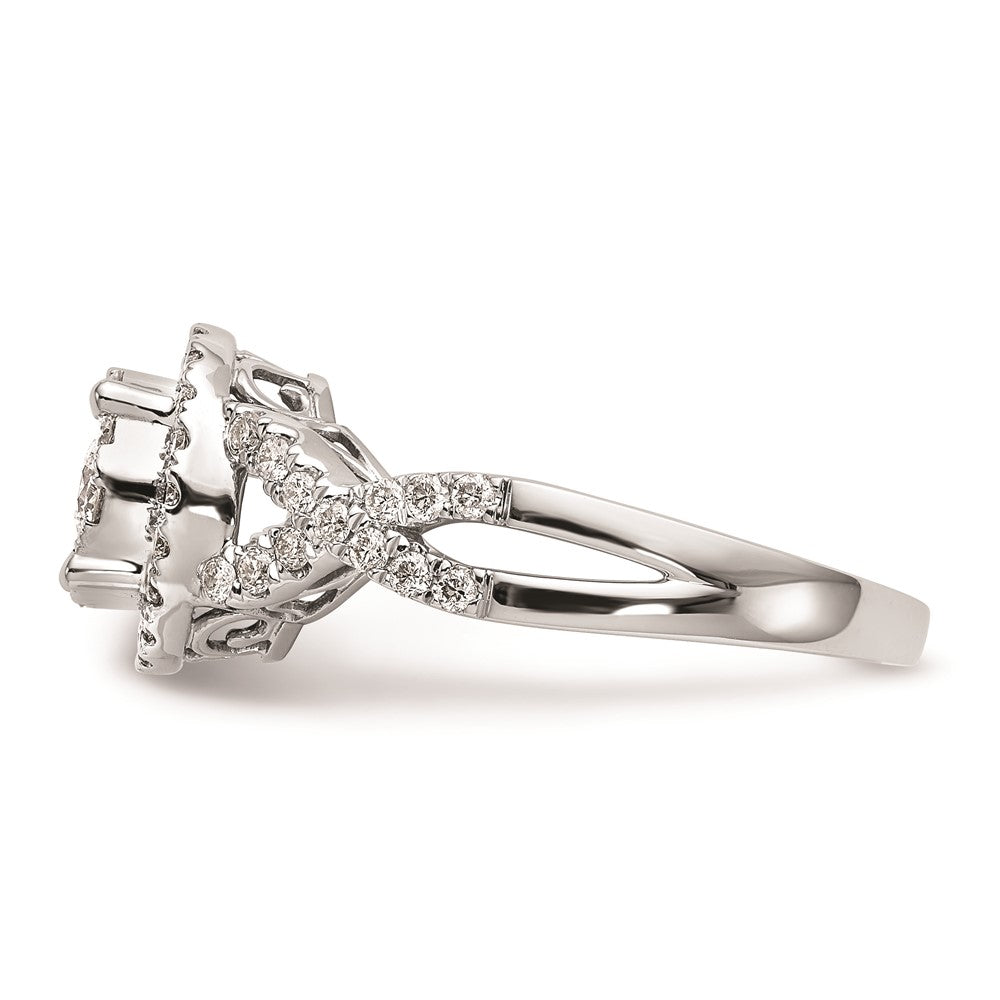 14k White Gold 3/4 carat Lab Grown Diamond VS/SI+ G+ Complete Cluster Engagement Ring