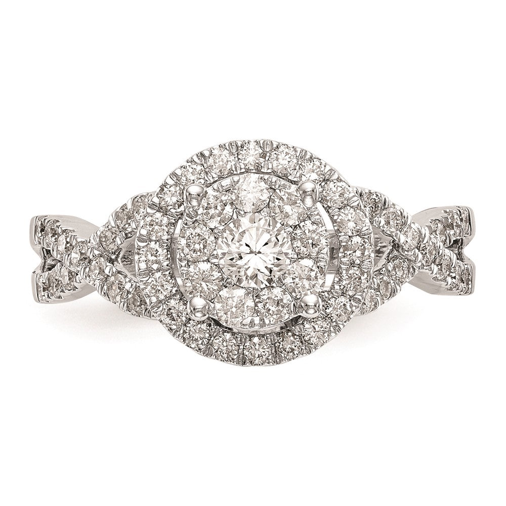 14k White Gold 3/4 carat Lab Grown Diamond VS/SI+ G+ Complete Cluster Engagement Ring