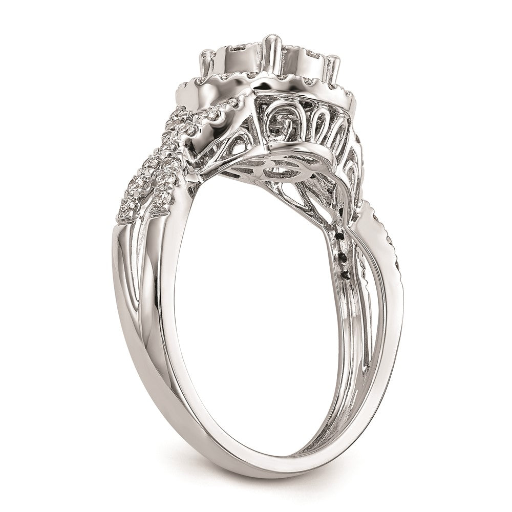 14k White Gold 3/4 carat Lab Grown Diamond VS/SI+ G+ Complete Cluster Engagement Ring