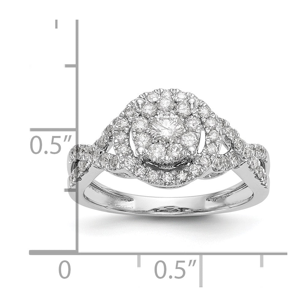 14k White Gold 3/4 carat Lab Grown Diamond VS/SI+ G+ Complete Cluster Engagement Ring