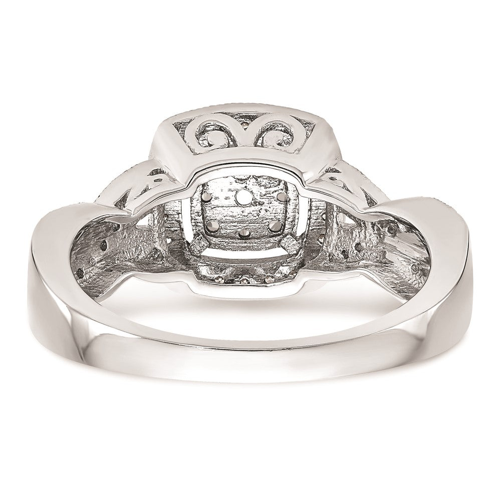 14K White Gold Square Halo Cluster 3/8 carat Diamond Complete Engagement Ring