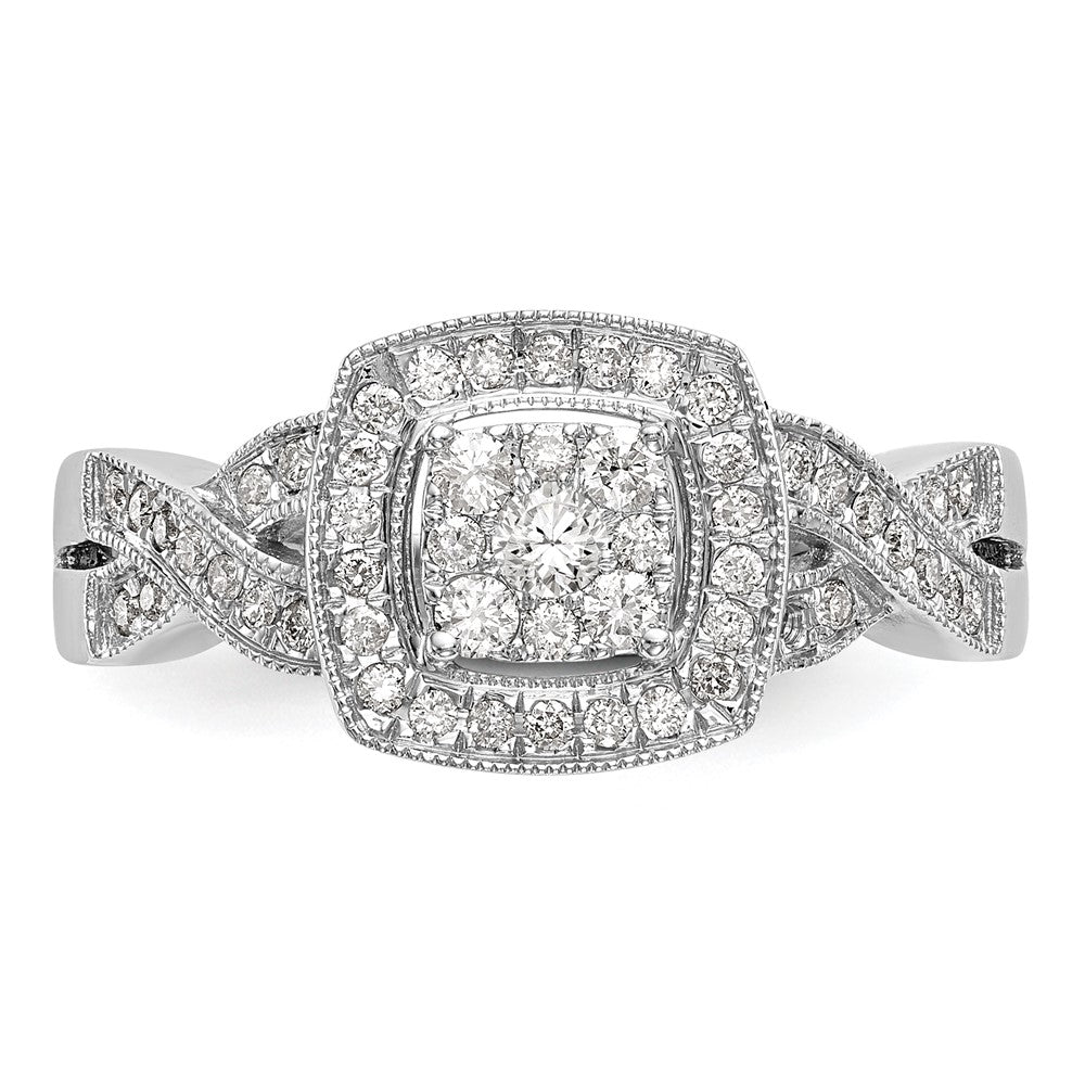 14k White Gold 3/8 carat Lab Grown Diamond VS/SI+ G+ Complete Cluster Engagement Ring
