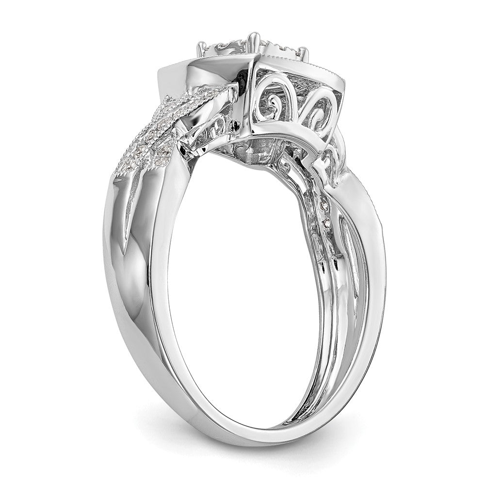 14k White Gold 3/8 carat Lab Grown Diamond VS/SI+ G+ Complete Cluster Engagement Ring