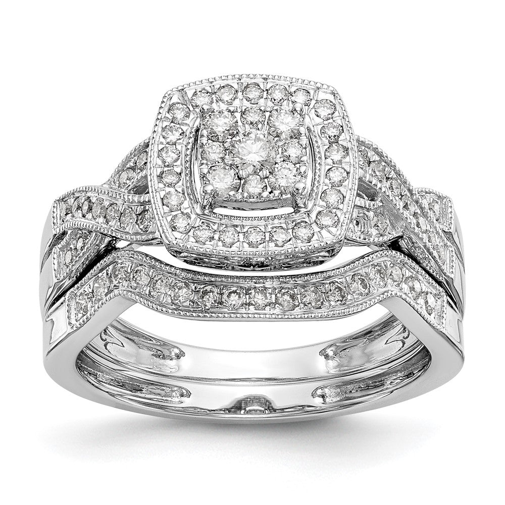 14k White Gold 3/8 carat Lab Grown Diamond VS/SI+ G+ Complete Cluster Engagement Ring