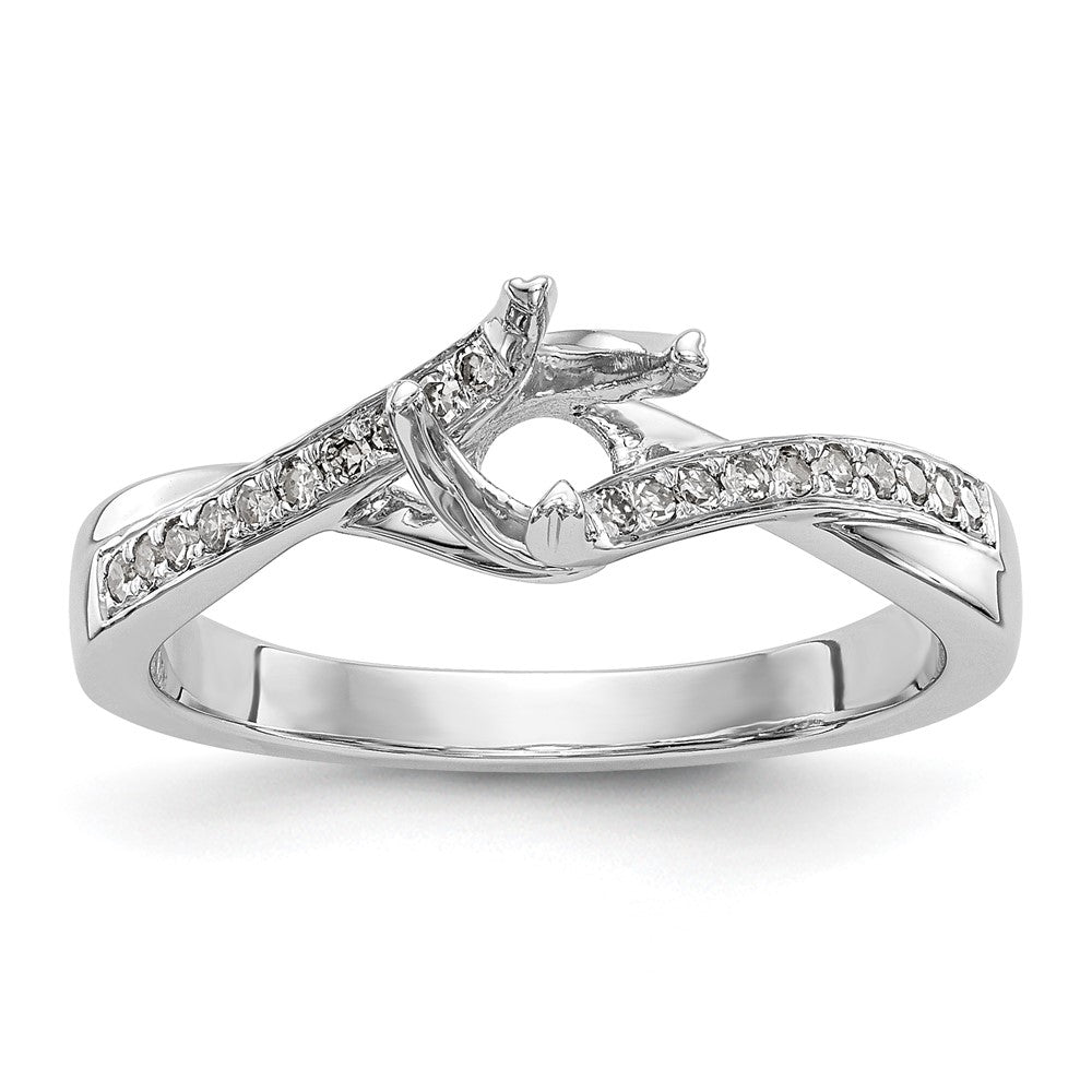 14k White Gold By-Pass (Holds 1/2 carat (5.00mm) Round Center) 1/10 carat Diamond Semi-mount Engagement Ring