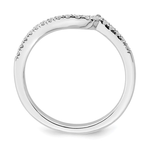 14k White Gold 1/5 carat Diamond Contoured Complete Wedding Band