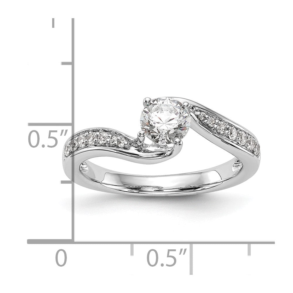 14k White Gold 5/8 carat Lab Grown Diamond VS/SI Complete By-Pass Engagement Ring