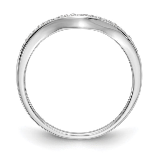 14k White Gold 1/20 carat Diamond Contoured Complete Wedding Band
