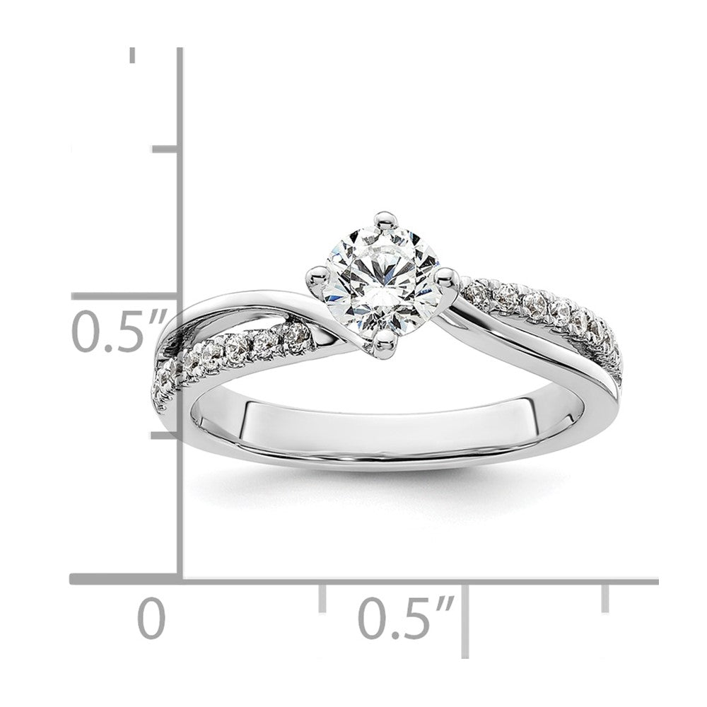 14k White Gold 1/2 carat Lab Grown Diamond VS/SI+ G+ Round Complete Engagement Ring