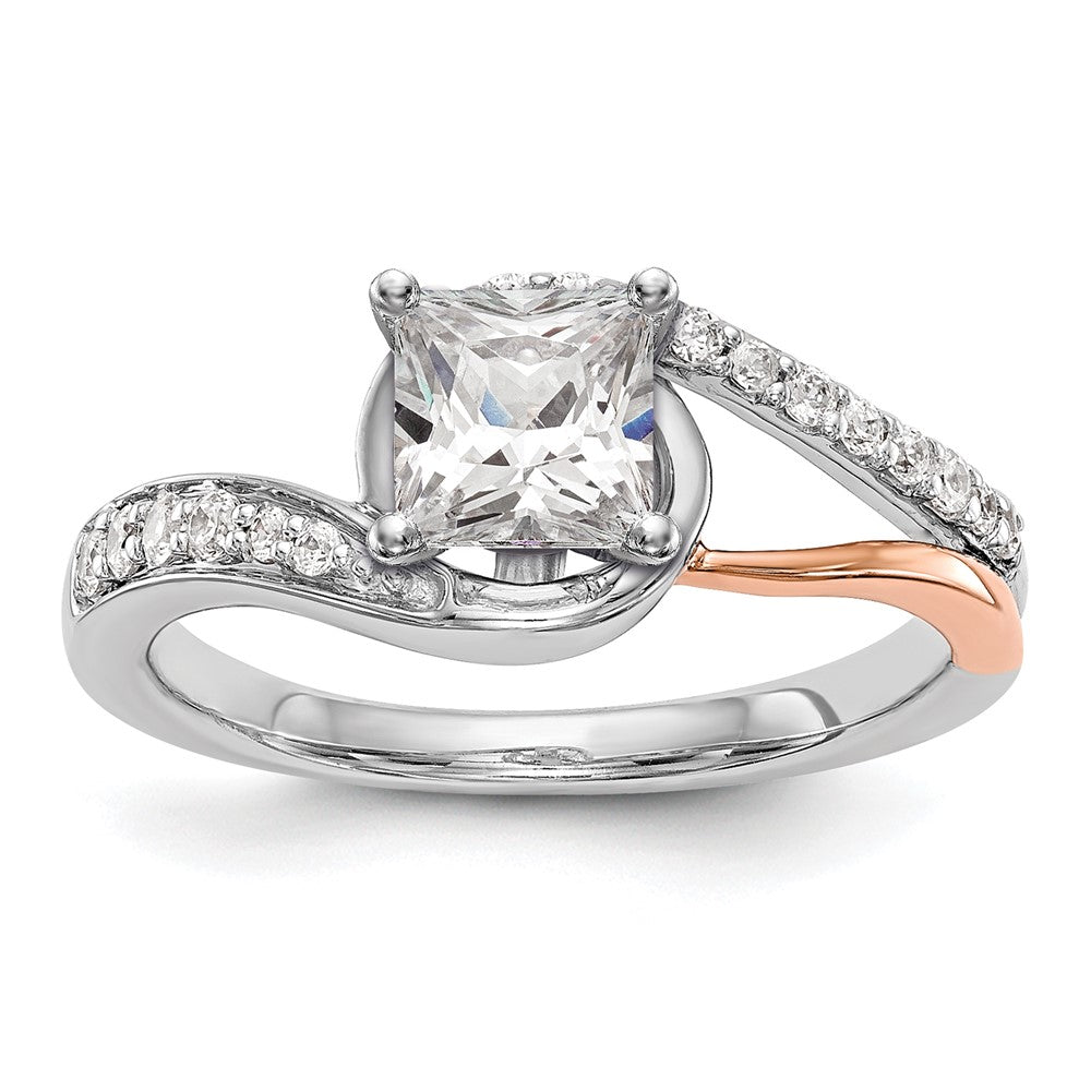14k Two-tone By-Pass Peg Set 1/5 carat Diamond Semi-mount Engagement Ring