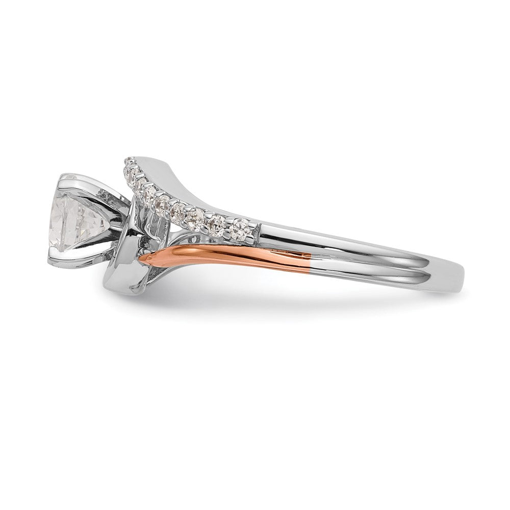 14k Two-tone By-Pass Peg Set 1/5 carat Diamond Semi-mount Engagement Ring