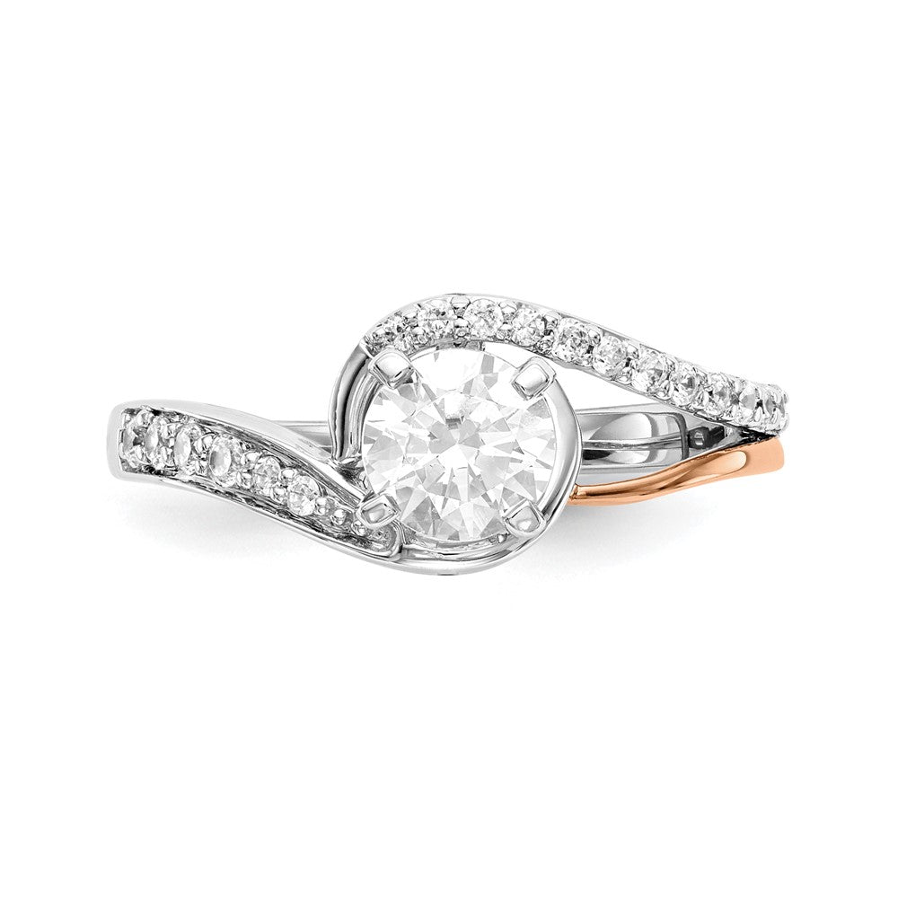 14k Two-tone By-Pass Peg Set 1/5 carat Diamond Semi-mount Engagement Ring