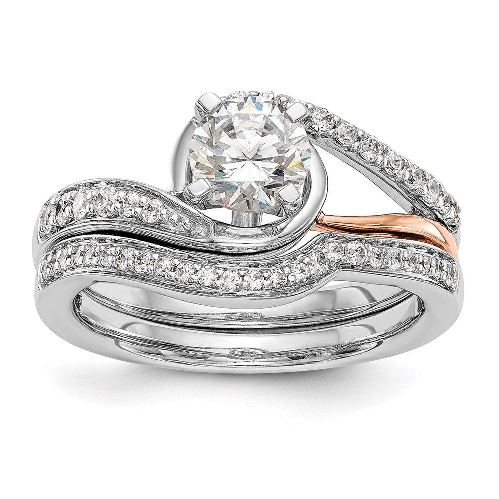 14k Two-tone By-Pass Peg Set 1/5 carat Diamond Semi-mount Engagement Ring