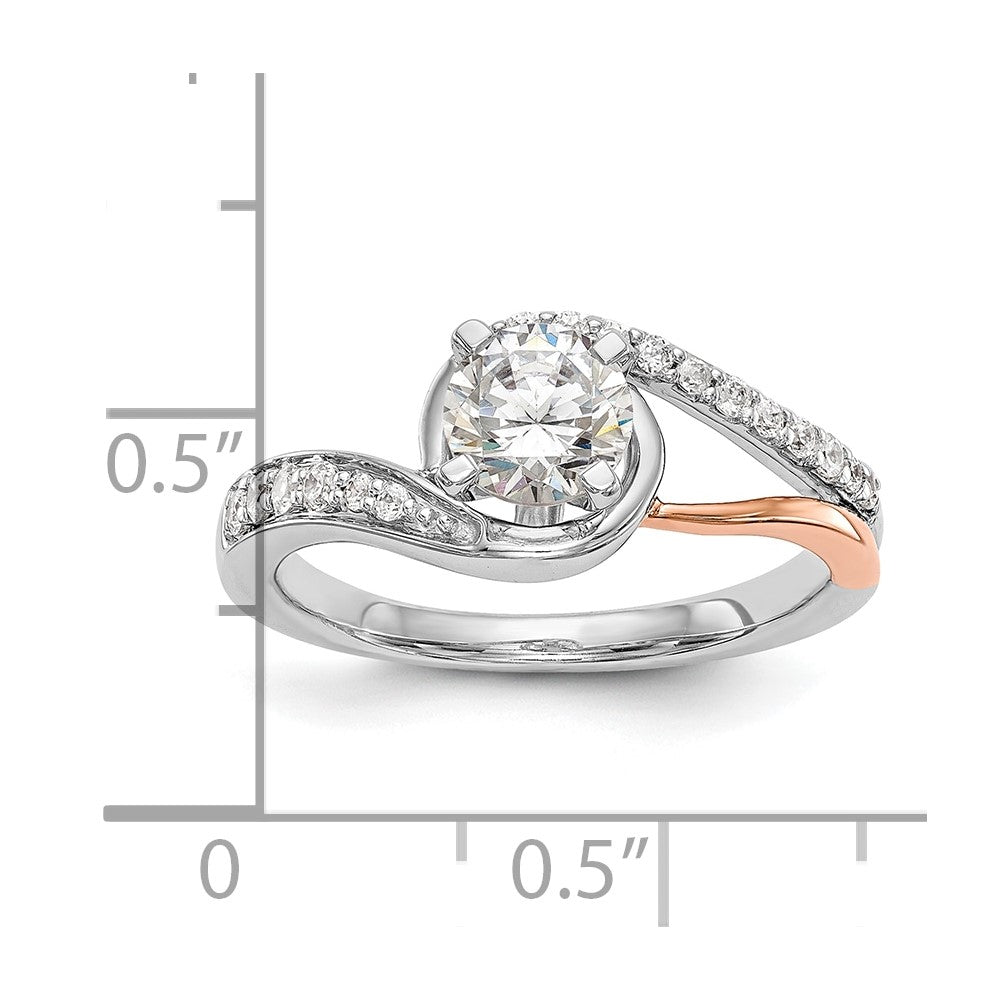 14k Two-tone By-Pass Peg Set 1/5 carat Diamond Semi-mount Engagement Ring