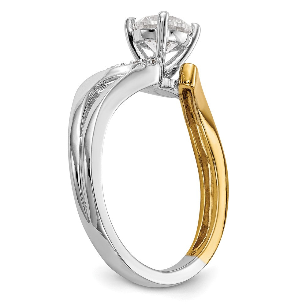 14k Two-tone By-Pass Peg Set .02 carat Diamond Semi-mount Engagement Ring