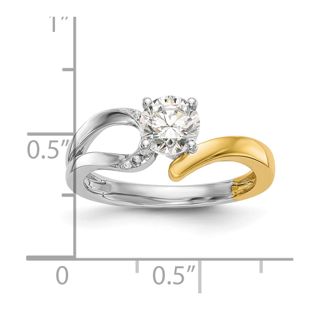 14k Two-tone By-Pass Peg Set .02 carat Diamond Semi-mount Engagement Ring